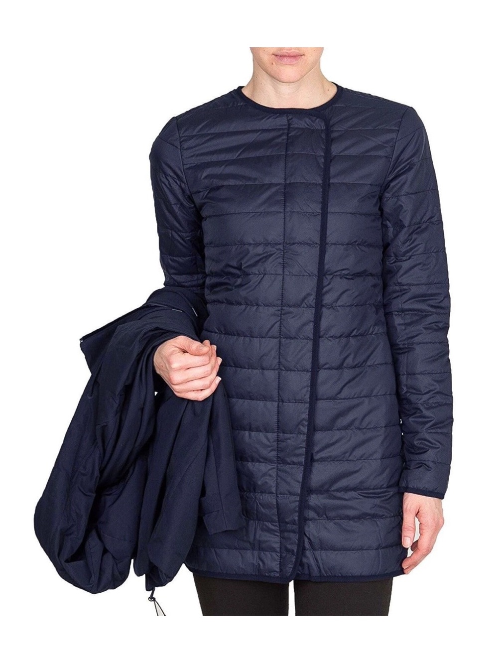 Nike Navy Blue Long Parka Jacket Quilted Size XS